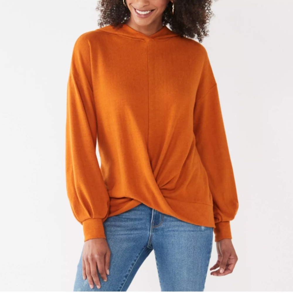NWT Nine West twist front sweater sweatshirt hoodie size XS copper color